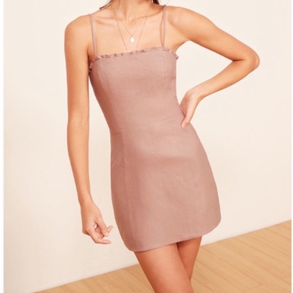 Blush Reformation tank mini dress - linen